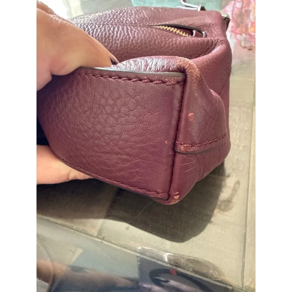 Kate Spade New York Pebbled Jackson Zip Top Leather Crossbody Bag Burgundy‎ Wine